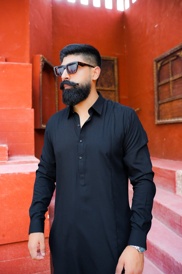 Black - Kurta Pants - KPSFBL7214