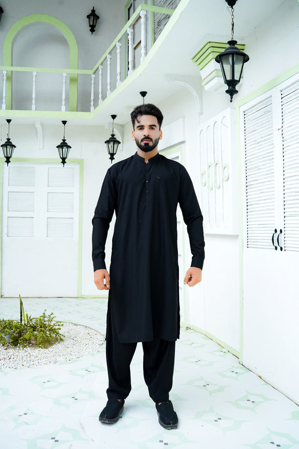 Black - Kurta Shalwar - KSCFBL9114
