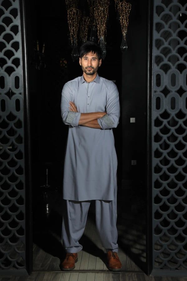Ash Grey | Shalwar Kameez | Blended SQ-11